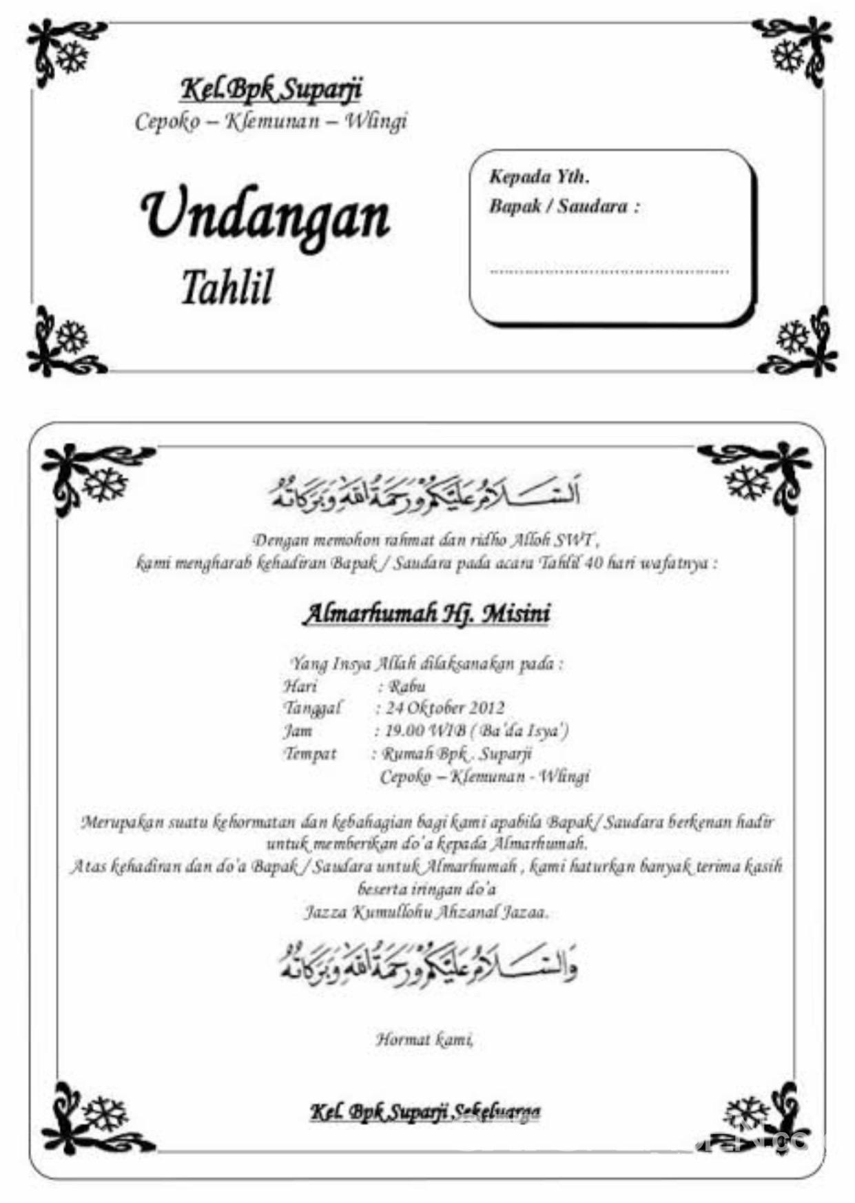Download Undangan Tahlil dan Templatenya Siap Edit